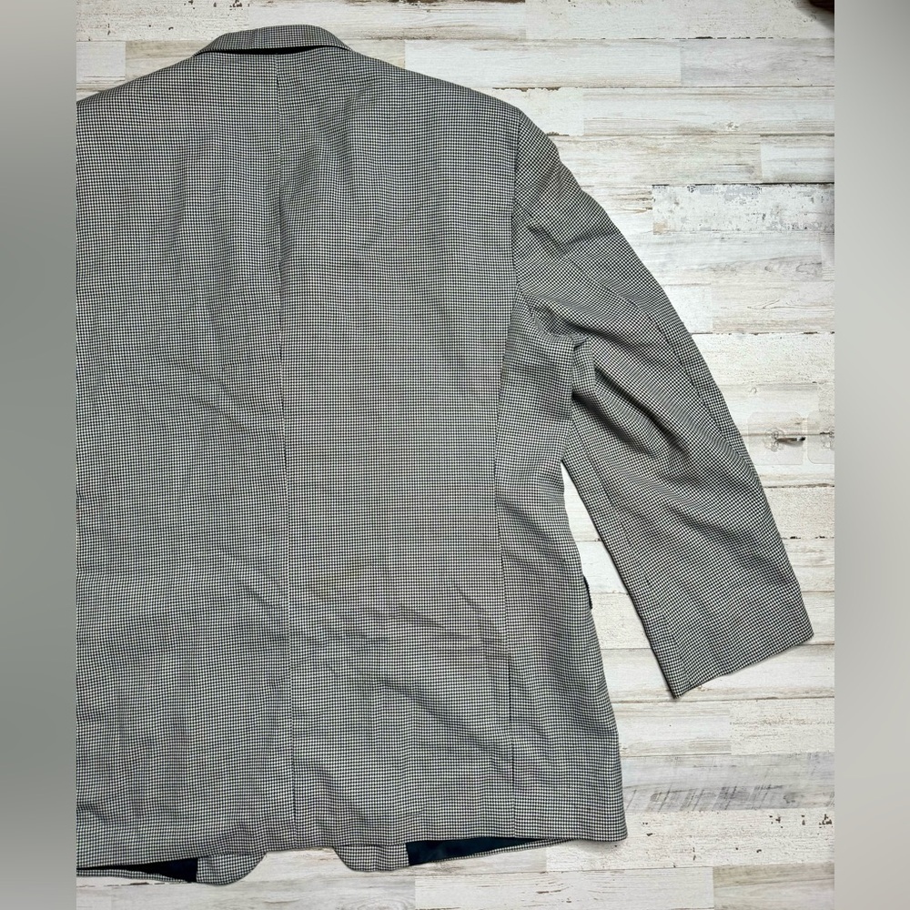 Haggar Imperial Houndstooth Blazer Jacket Worsten Wool Blend 48L Gray - Picture 7 of 11